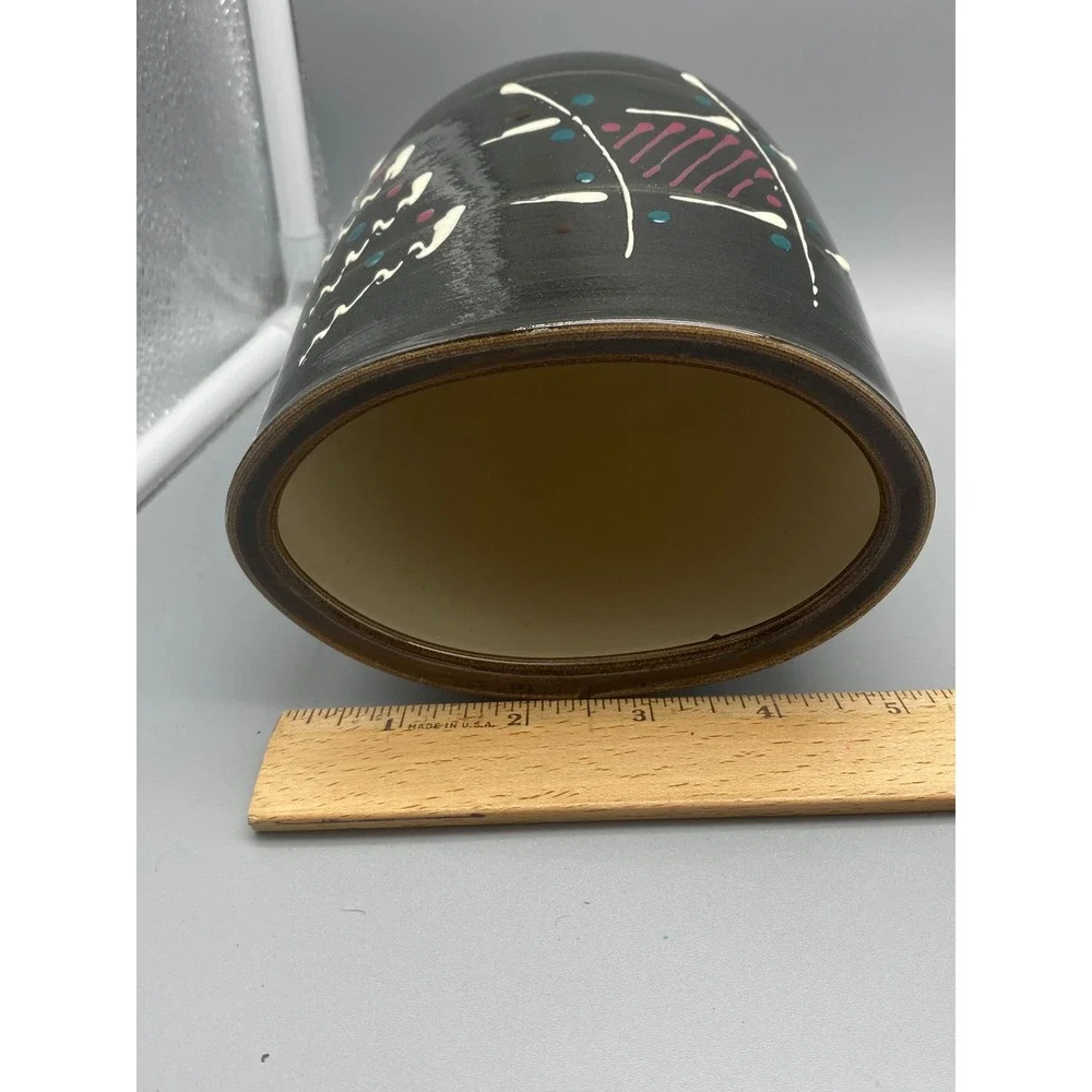 Handmade Studio pottery Contemporary Abstract 00000design signed Black white‎
